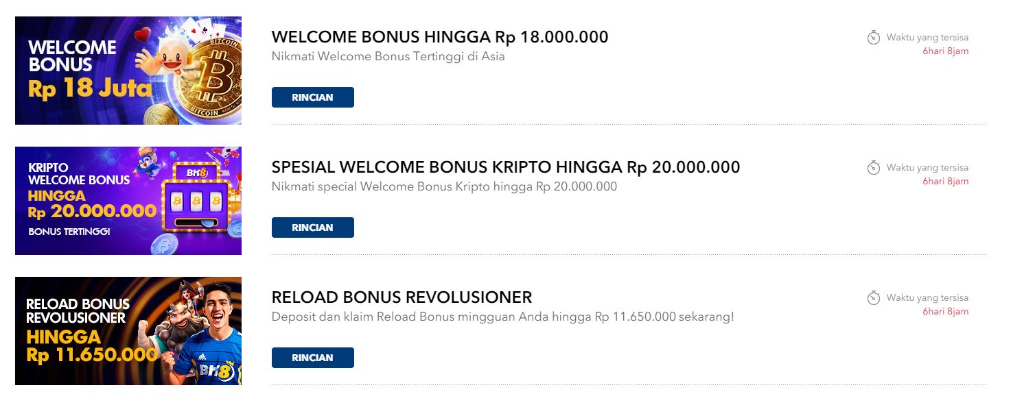 Promosi, Bonus, dan Penawaran di BK8